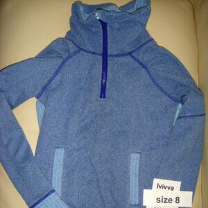 Ivivva by Lululemon Girl Sherpa Lined Blue/Herringbone Pullover size 8